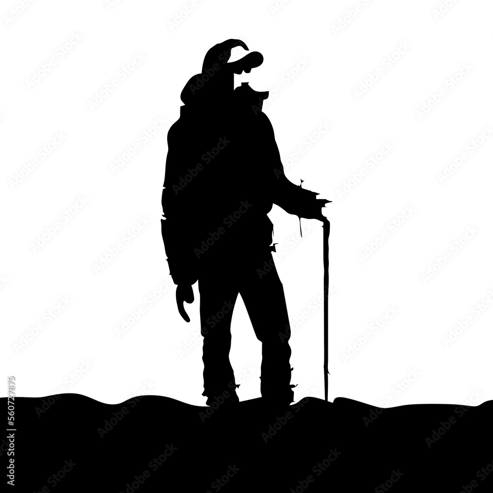 Wall mural people rock climbing and hiking silhouette illustration