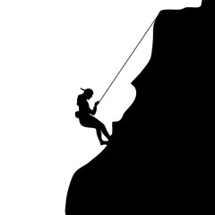 people rock climbing and hiking silhouette illustration