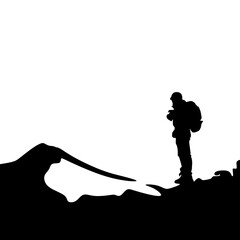 people rock climbing and hiking silhouette illustration