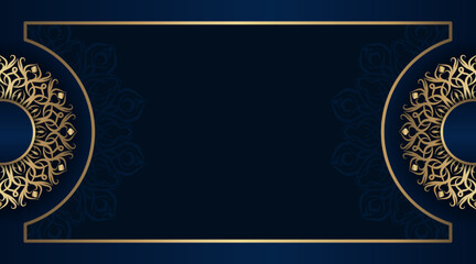 blue background with golden mandala ornament