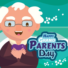 Colored grandparents day poster with cute grandpa character Vector