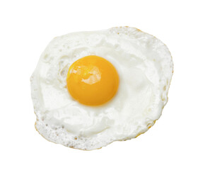 fried egg and yolk isolated on transparent layered background. - obrazy, fototapety, plakaty