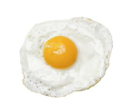 fried egg and yolk isolated on transparent layered background.