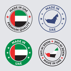 Fototapeta premium made in UAE stamp set, made in United Arab Emirates product labels