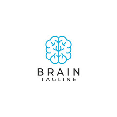Nature brain tech logo design vector