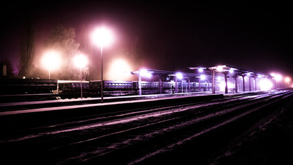 Railway station in the night 