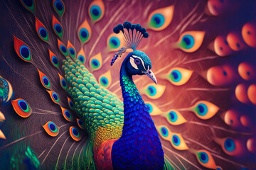 colorful peacock. colorful background