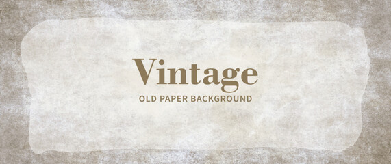 Old paper background. Hand drawn vintage poster. Aged illustration for cards, flyer, poster, cover design. Place for text. Vintage dirty paper texture. Beige and white watercolor artistic backdrop.