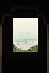 view of a bridge from window