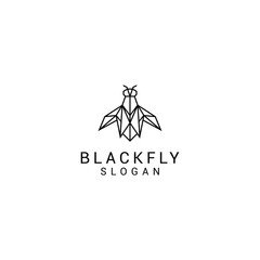 Black fly logo design icon vector