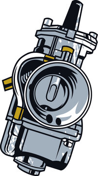 motorcycle carburetor spare parts vector digital illustration vintage retro vector art