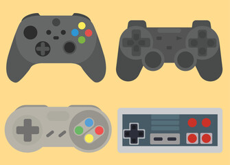 retro console game with flat design style. gamepad vector illustration.