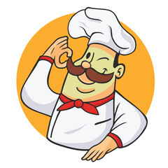 smiling chef mascot cartoon for logo vector - illustration