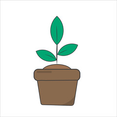 Plant pot cartoon isolated blue lines vector image