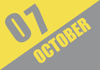 Calendar trendy colors 2021, 7 october. Background and lettering Ultimate Gray and Illuminating