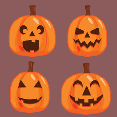 funny halloween pumpkins with different faces
