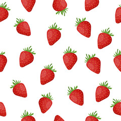 Fototapeta na wymiar Pattern with strawberries on a white background. Strawberries. Vector graphics in flat style