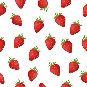 Pattern with strawberries on a white background. Strawberries. Vector graphics in flat style