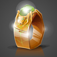 Gold ring with spider, vector illustration