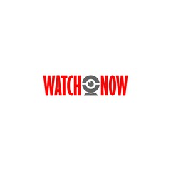 Watch now button icon. Watch video banner isolated on white background