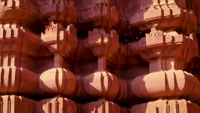 ancient hindu temple architecture from unique angle at day