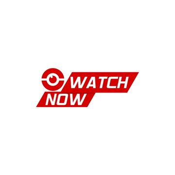 Watch now button icon. Watch video banner isolated on white background