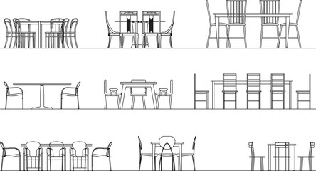 dining room chair illustration vector sketch design collection