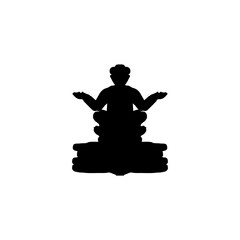 Buddha icon. Simple style Buddha Purnima holiday poster background symbol. Buddha brand logo design element. Buddha t-shirt printing. Vector for sticker.