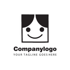 smile face cube for logo company design