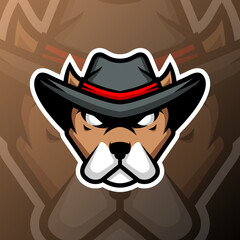 vector graphics illustration of a cowboy dog in esport logo style. perfect for game team or product logo