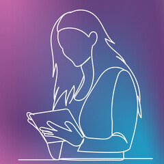 woman portrait continuous line drawing, vector