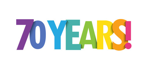 70 YEARS! colorful vector typography banner