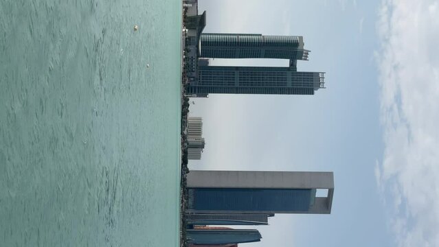 Morning winter view of Beautiful City of Abu Dhabi taken during morning, winter from marina backwater UAE