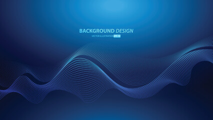 Abstract dark blue gradient color background. with flowing particles. Digital future technology concept.