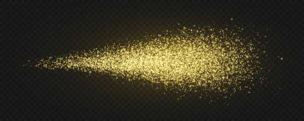 Vector glittering sparks on transparent background. Golden dust PNG light effect. Stock royalty free illustration