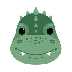 Cute little dinosaur. Vector illustration, isolated on a white background. Scandinavian cartoon style flat design. Concept for children print.