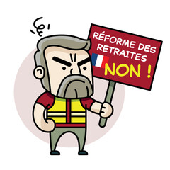 Réforme des retraites. Retraite à 64 ans. Pension minimum. Gilets jaunes en grève. France 