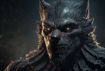 Obraz na płótnie Canvas Werewolf at Night. Generative AI, non-existent person.