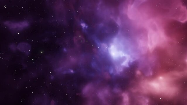 Beautiful CGI Space Travel Animation Through Purple and Magenta Nebula Clouds and Star Systems.