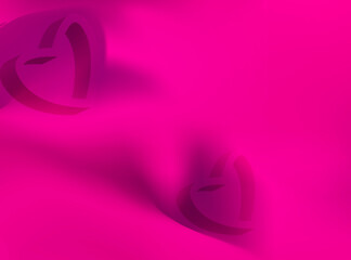 gradient pink background with 3d rendering of a pair of love heart symbols. valentines day design with free space for text