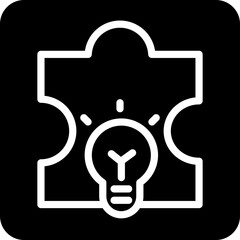 Solid problem solving puzzle lamp vector icon