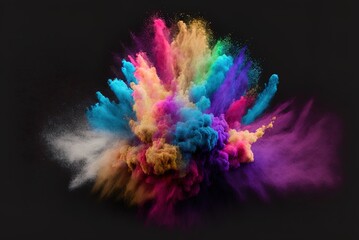 solitary powder bursts of various colors against a clear background. Generative AI - obrazy, fototapety, plakaty