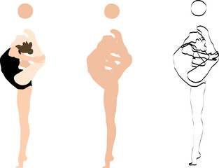 A gymnast who stands on one leg and reaches the head with the other leg.