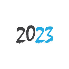Happy New Year 2023 logo design, New Year 2023 text design isolated on white background