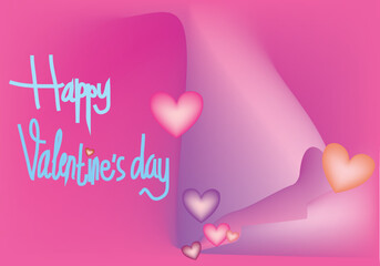 pink background with love heart symbol with handwritten "valentine's day"
