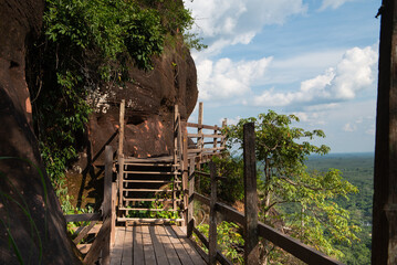 Naga cave, Amazing of Naga scales rock stone mountain in Phu Langka National Park, Bueng Kan of Thailand. 