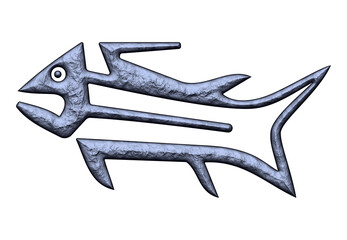 Geoglyph of the fish from Nazca on transparent background