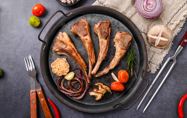 Fresh delicacy Tomahawk lamb chops