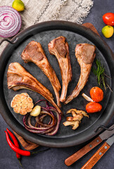 grilled steak with vegetables