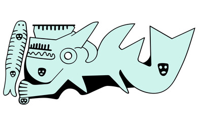 Geoglyph of The Killer Whale from Palpa on transparent background